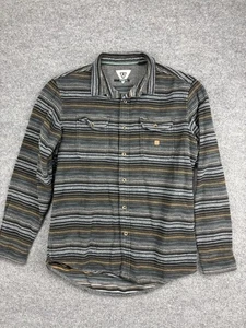 Vissla Shirt Mens Large Gray Brown Stripe Flannel Button Front Long Sleeve - Picture 1 of 8