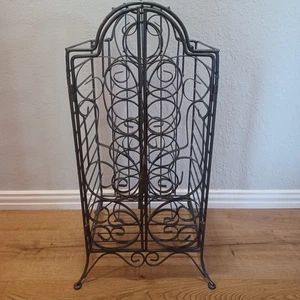 Vintage Schmiedeeisen Weinregal abschließbar abschließbar schwer 11 Flaschenhalter Mid Century - Bild 1 von 21
