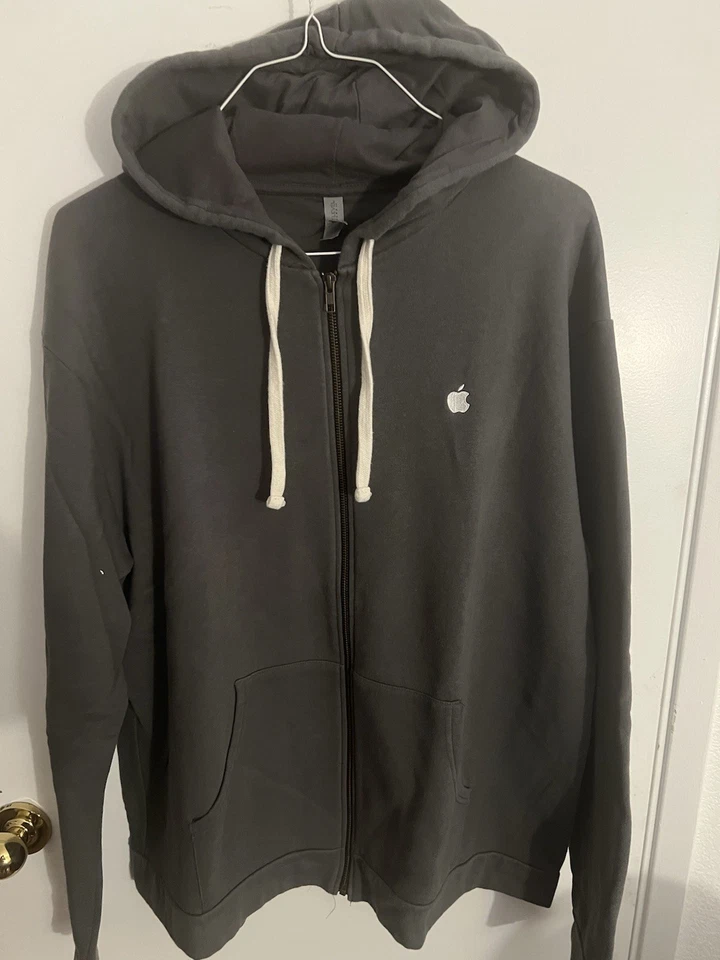 Authentic Apple Gray Full Zip Hoodie, Men’s XXL, 100% Cotton - Image 1 of 4