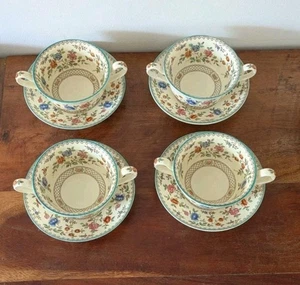 4 x Copeland Spode Royal Jasmine Audley Cup Bowls and Saucers - 1930s - Picture 1 of 11