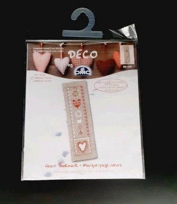 Cross Stitch Bookmark Kit Deco by DMC Festive Christmas Decoration Hearts BK1247 - Image 1 of 4