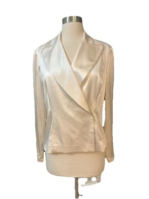 Talbots Vintage Silk  Cream Long Sleeve  Blouse Suit Jacket  10 Petite Elegant - Image 1 of 4