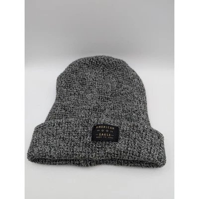 Gorro American Eagle Para Hombres AE Mezcla Lana AEO Calavera Gris Jaspeado Negro Foto 1 de 4
