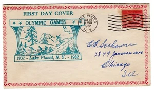 #716 Lake Placid Olympics FDC 1932 - Planty #12a Ralph Dyer - Picture 1 of 2