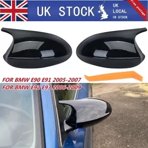 2x Gloss Black Wing Mirror Cover Cap For BMW E81 E82 E87 E90 E91 E92 E93 PRE-LCI - Picture 1 of 15