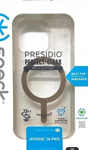 Presidio Perfect-Clear MagSafe Apple iPhone 14 Pro Case - Gold Glitter - Picture 1 of 5