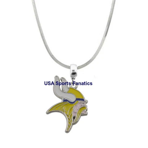 Minnesota Vikings Team Logo Necklace On .925 Sterling Silver Snake Chain 4 Sizes Cover