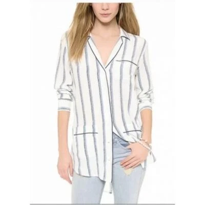 Blusa Pijama Equipment Mujer Talla S Gavin 100% Seda Gran Tamaño Blanco, Azul, Azul Marino Foto 1 de 4