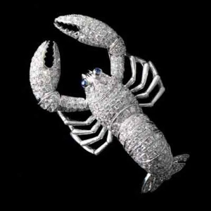 4.60 CT Round Cut White CZ & Blue Sapphire Excellent Lobster Pendant - Picture 1 of 5
