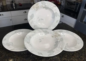 Set Of 4 Mikasa Maxima FRAGRANT CLOUD 9” Rimmed Soup Pasta Bowls CT110 - Picture 1 of 11