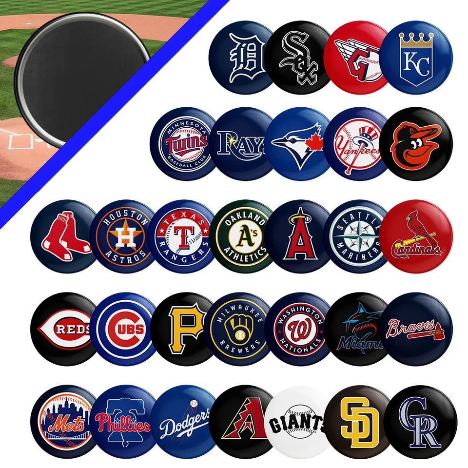 MLB Team Logo Magnet, CHOOSE YOUR TEAM - 2.25" Baseball Fan/Locker - Great Gift - Image 1 of 1