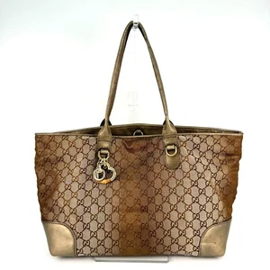 GUCCI Tote bag Canvas Leather / Charm Authentic #0202 - Picture 1 of 24