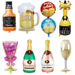 Large Happy Birthday Champagne Wine Glass Beer Foil Balloon party decoration - Picture 1 of 12