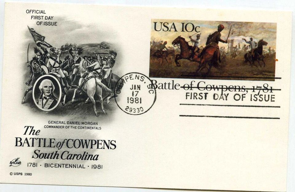 UX87 Battle of Cowpens, 1781, ArtCraft, FDC - Image 1 of 1