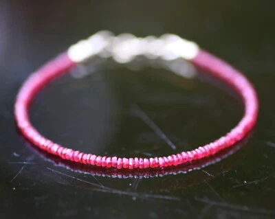 Natural Ruby Bracelet Solid 14k Yellow Gold , 7" - 7.5" , 40th Anniversary - Image 1 of 4