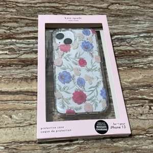 Custodia telefono Kate Spade per iPhone 13 guscio rigido rosa viola stampa floreale - Foto 1 di 8