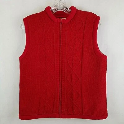 Женский двусторонний жилет Christopher & Banks СРЕДНИЙ красный шенильный вязаный флис - Изображение 1 из 4