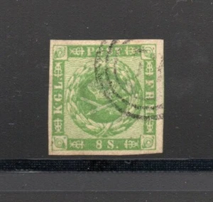 Dinamarca 1858 Antiguo 8 Sk. Escudo de armas sello (Michel 8) lujo usado - Imagen 1 de 2