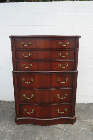 Flame Mahogany Serpentine Front Tall Chest of Drawers by White Furniture 2844 Cover