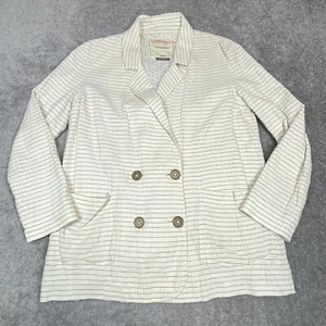 Cartonnier Blazer Womens Small Cream Pin Stripe Two Button Pockets Anthropologie - Picture 1 of 13