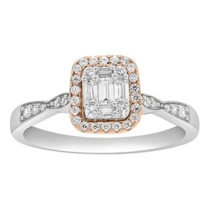 0.33cttw Baguette Diamond Cushion Shape Engagement Ring 10k White Rose Gold - Picture 1 of 2