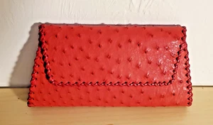 NOS LEATHER ROSE South Africa Genuine Ostrich Leather CLUTCH - Picture 1 of 15