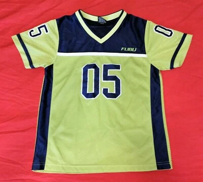 Vintage 1990's FUBU 05 Youth Juniors Lime Green Boys Football Jersey XL 16 - Image 1 of 4