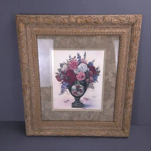 Vintage Glynda Turley Framed Print In Full Bloom 2 Size 23"x21" Vase of Flowers - Picture 1 of 9