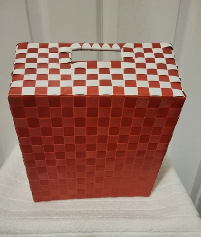 Red & White Weave/Woven Nylon Basket 10.5" x10.5" Cover