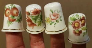 Collectable Fine Bone China Thimbles, Floral, Set Of 4 - Picture 1 of 2