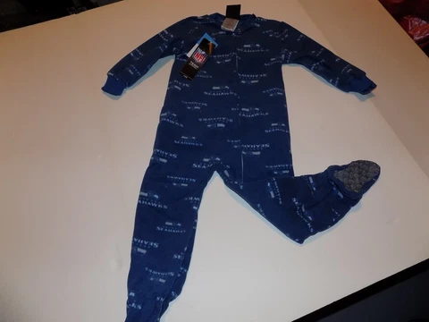 SEATTLE SEAHAWKS FLEECE FOOTIE PAJAMAS SIZE 24 MONTHS -BLUE- NWT Cover