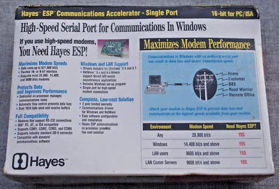 Hayes High speed ESP Communications Accelerator 16Bit PC ISA Bus - Image 1 of 4