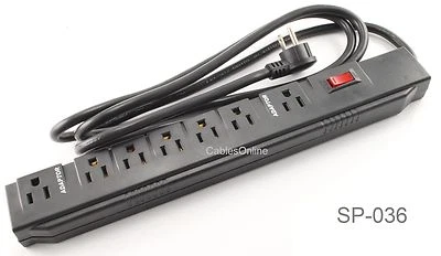 CablesOnline, Power Strip with 5 Horizontal + 2 Adapter Outlets w/6-foot Cable - Image 1 of 4