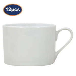 12Pcs Coffee Tea Cups White Straight Ceramic Microwave Dishwasher Freezer Safe - Picture 1 of 1