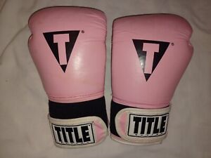 TITLE Boxing Womens 12oz Pink & Black “Hit It Hard” Leather Boxing MMA Gloves