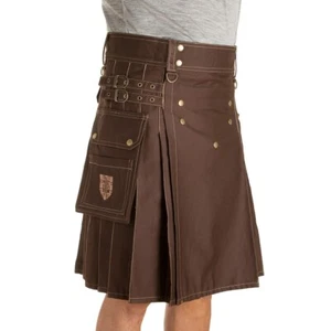Damn Near Kilt 'Em Men's Sport Utility Kilt Heavy Duty Brown Small/Medium - Picture 1 of 7