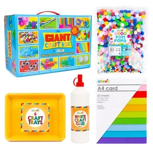 Basteln Konvolut - Inkl. Bastelbox, Basteltablett, Kleber, Pom Poms & Karton - Bild 1 von 9