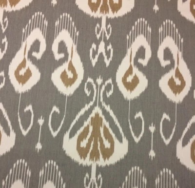 KRAVET BANSURI SLATE GRAY IKAT 100% LINEN MULTIUSE DESIGNER FABRIC BY YARD 54"W - Image 1 of 4