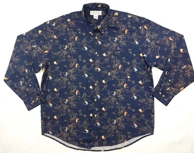 Crossings Fly Fishing Shirt Mens Large River Lake Button Up Long Sleeve Blue - Image 1 of 4