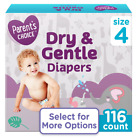 Parent's Choice Dry & Gentle Diapers Size 4, 116 Count