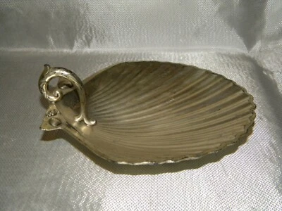 Silver Seashell Dish Bon Bon 7" Small Handle Vintage Footed Silver Plate *as-is - Image 1 of 4