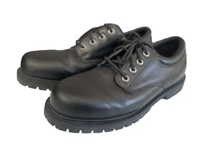Skechers Men's Black Leather EC Safety Work Shoes Relaxed Fit Size 9/43/ US 10 - Picture 1 of 12