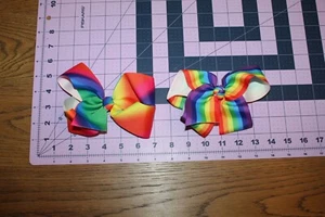 CUTE Little Girl GIRLS Large Cheer Clip Bow LOT Dance Gymnastics Rainbow PRIDE - Picture 1 of 11