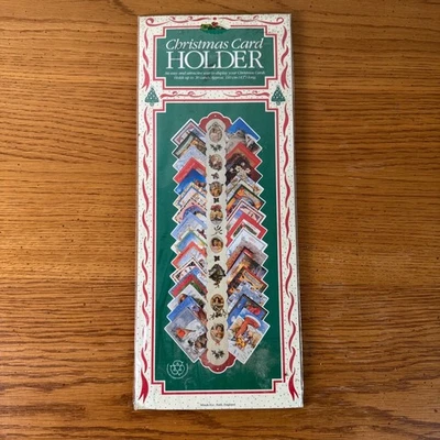 Minds Eye 1991 Vintage Christmas Card Holder Santa Angel Holly Scalloped Red - Image 1 of 4