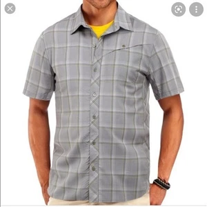 Icebreaker Merino Kurzarm kariert Knopfleiste grau Freizeit Herren Outdoor M - Bild 1 von 6