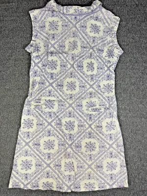 VTG Handmade Dress Women L Blue White Floral Sleeveless Zip - Image 1 of 4