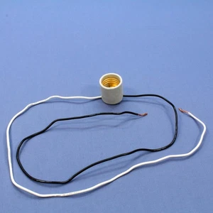 Leviton Unglazed Porcelain Lampholder 24" Wire Leads Incandescent 8052-999 - Picture 1 of 6