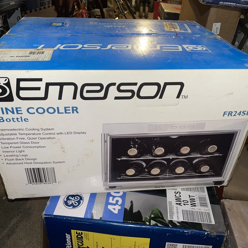 艾默生 8 瓶葡萄酒冷藏箱 冰箱 FR24SL 全新 密封盒 — 第 1/4 张图片