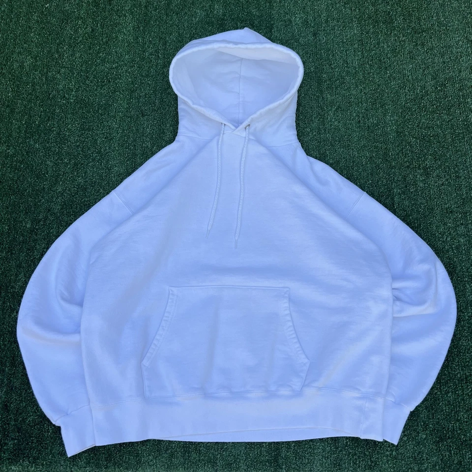 VTG Hanes Ultimate Blank Hoodie Men Medium White Boxy Blank Skater Essential Y2K - Image 1 of 4