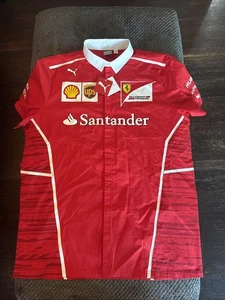 Puma Scuderia Ferrari Racing Button Up Shirt Santander Mens XL Red F1 Team NWT - Picture 1 of 13